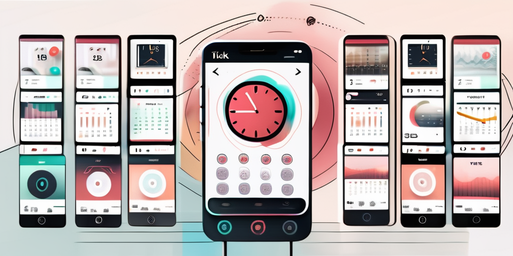 A smartphone displaying the tiktok app interface with various video thumbnails